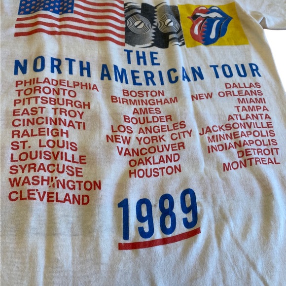 Vintage 1980’s Rolling Stones Concert Tee Steel Wheels Tour White T-Shirt - Picture 4 of 10